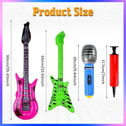 Inflatable Rock Star Guitar Set - Party Props for Events & Celebrations