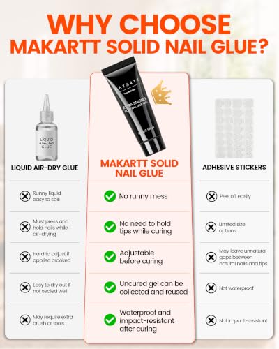 Solid Nail Glue Gel 15ML for Press-On Nails & Tips - Strong Bond, DIY Friendly