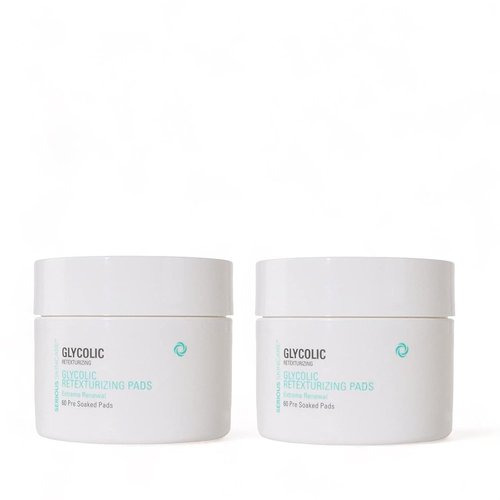 Serious Skincare Glycolic Acid Treatment Pads - Exfoliating Face Discs with Vitamin E & Aloe | 2 Pack (60 Pads Each)
