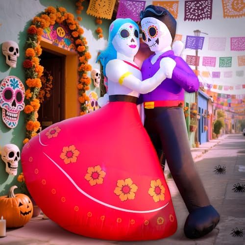 Halloween Inflatable Dancing Skeleton Couple - Día de Los Muertos 6FT Decor with Built-in LEDs
