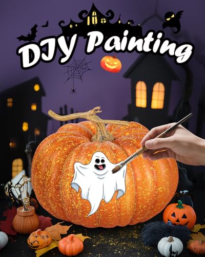 Large Artificial Pumpkin - Rustic Orange Foam Decor with Hand-Painted Details - Round 10.8 Inch Variation