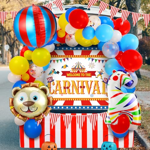 Halloween Circus Carnival Trunk Decorations Set with Balloons & Backdrop - Carnival Variation