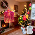 Battery Powered Christmas String Lights with Gift Box Design - 6.8 Feet, 10 LEDs, 8 Modes
