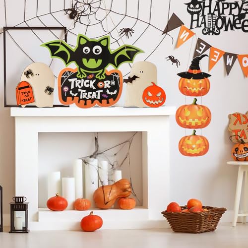 Halloween Hanging Sign Set - 3 Pcs Door Decorations for Front Porch & Wall