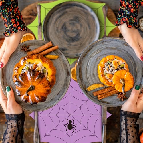 Halloween Paper Placemat Set - Spiderweb Design, 13 Inch, 48 Pack