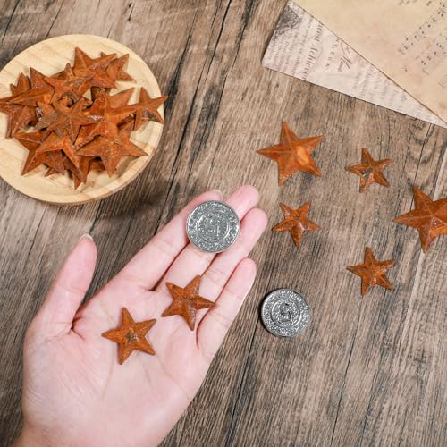 Mini Rusty Metal Barn Stars for Crafts & Decor - 40 Pieces, 2 Sizes