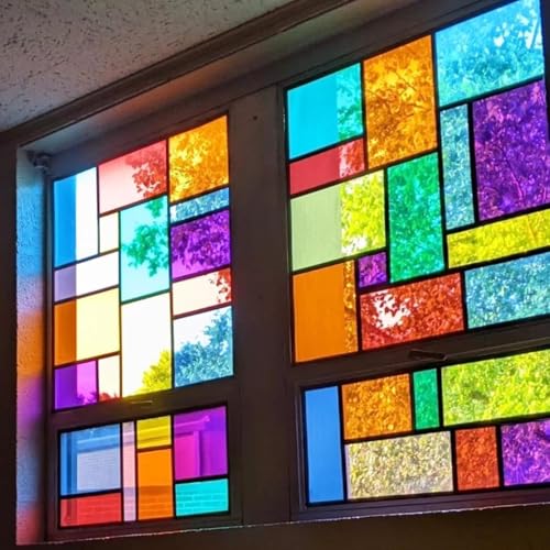 Self-Adhesive Glass Window Film Set - 13 Colors, 8.2 x 11.8 Inches - DIY Decor Bundle