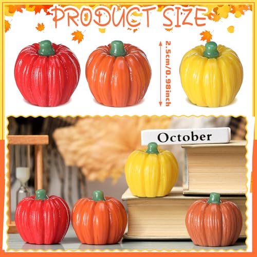 Mini Resin Pumpkin Figurines - Fall Decorations, 100 Pcs, Autumn Colors
