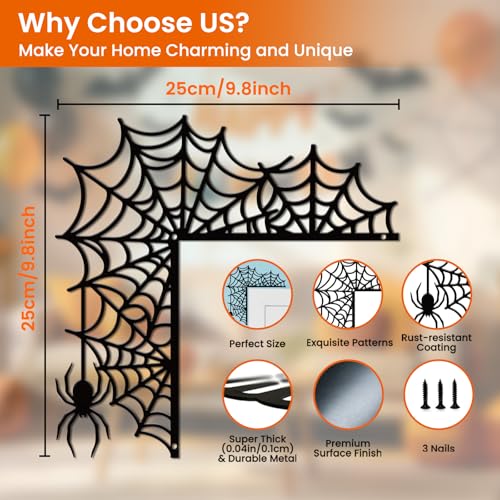 Spider Web Door Topper Sign Wall Art Decor - Weather-Resistant Metal