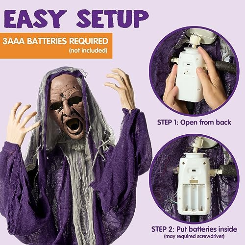 Animated Zombie Halloween Decor Groundbreaker with Light-Up Face & Shaking Body - Outdoor & Indoor Haunted Yard Prop