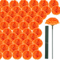 Artificial Marigold Flower Heads & Stems Bulk Set for Day of the Dead & Fall Decor