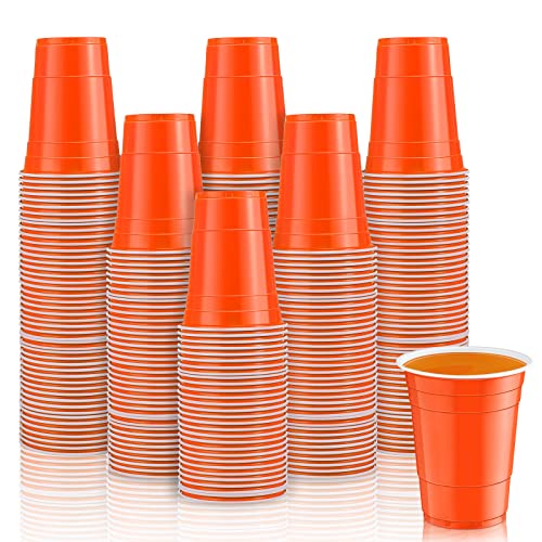 Orange 16 oz Party Plastic Cups 100 Pack - Disposable Drinkware for Events