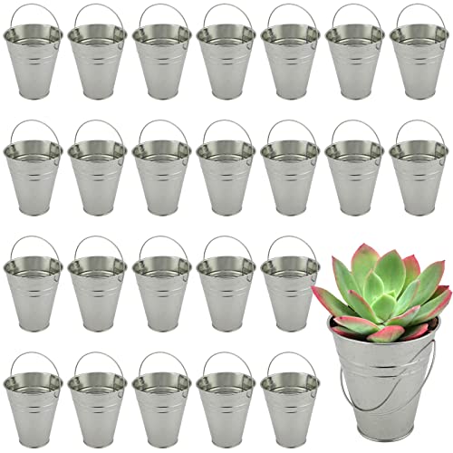 Mini Galvanized Bucket Set - 25 Pails for Parties, Decor, Gardening & Gifts