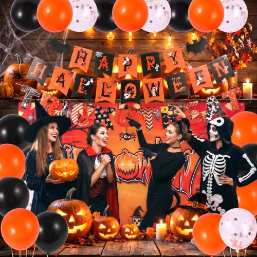 Halloween Party Decorations Set with Banner, Backdrop, Garland & Balloons