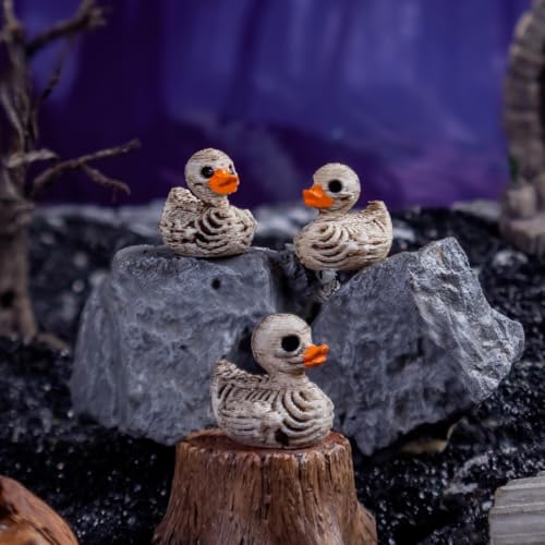 Mini Skeleton Duck Figurines for Halloween Decorations - 100 Pcs
