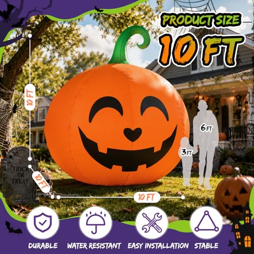10FT Giant Halloween Inflatable Pumpkin Outdoor Decoration with LED Lights - Variation: Giant Pumpkin