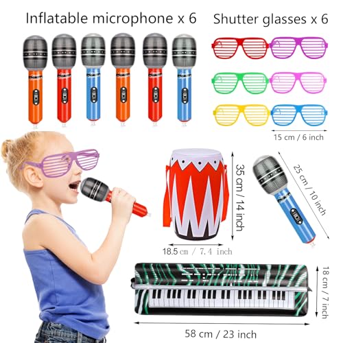 Inflatable Guitar Set - 36 Pack Music Party Props for Kids & Events