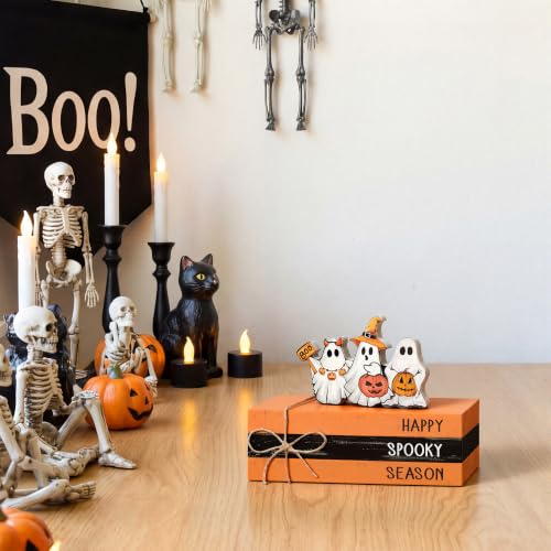 Halloween Ghost Wooden Block Decor Set - Spooky Season Halloween Decor