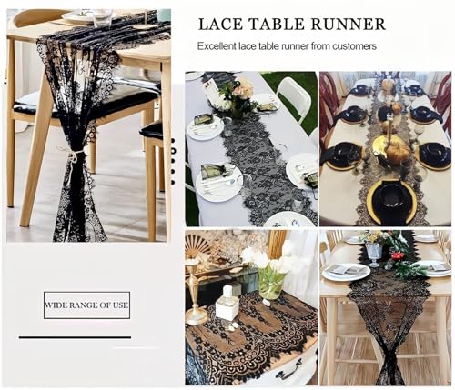 Black Lace Table Runner 2 Pack - 13x120in Halloween Party Decor - Variation of THIS listing