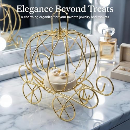 Golden Pumpkin Carriage Candy Box - Cinderella Princess Centerpiece for Parties