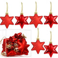 Red 1.8 Inch Christmas Star Ornaments - 12 Pack Lightweight & Durable Holiday Decor