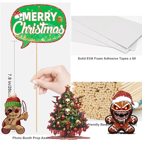 Halloween Christmas Photo Booth Props Set - 16 Gothic Holiday Decorations