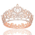 Rose Gold Crystal Crown Hair Accessories for Weddings & Parties - Small Bridal Tiara