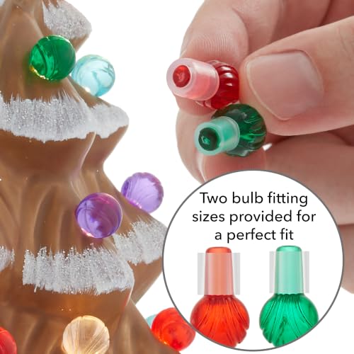 Brown Hand Painted Ceramic Christmas Tree - 18 Inch Pre-Lit Holiday Decor with Multi Color Lights & Star Toppers