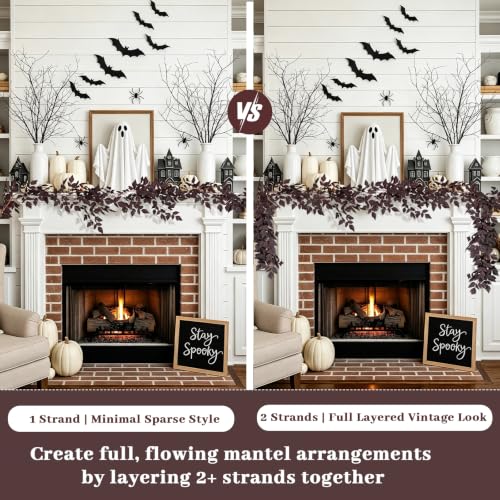 Artificial Fall Leaves Garland - 6ft Autumn Decor with Brown Variation