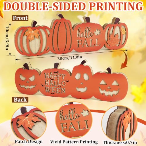 Hello Fall Large Wooden Pumpkin Sign Set - Autumn Decor for Home & Thanksgiving - Sophena