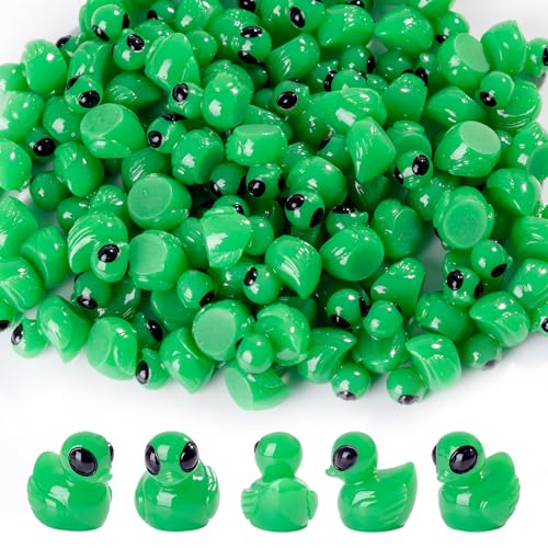 100 Pcs Mini Resin Alien Duck Figurines - Sci-Fi Space-Themed Collectible Tiny Ducks - Desktop & Party Decor