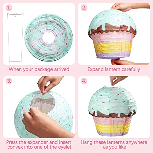 6 Pieces Candyland Cupcake & Donut Lanterns Party Decorations - Halloween & Birthday
