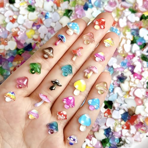 Cute Mushroom Nail Charms 3D Resin Nail Art Decorations - Mushroom Variation