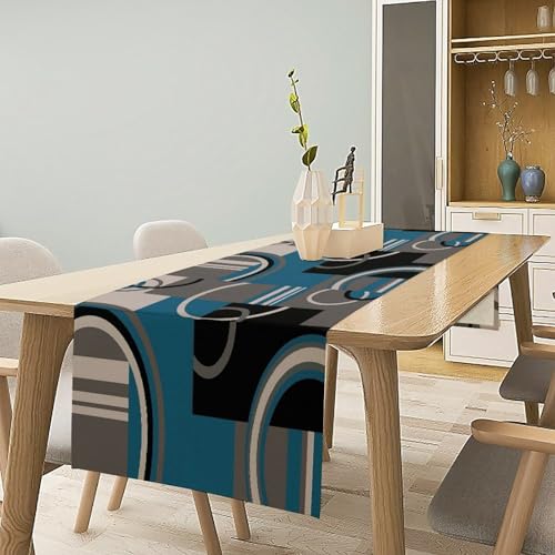Geometric Table Runner Black White Gray Teal Minimalist Dinner Decor 13x60in - Variation of W13"x L60" / G Blackwhite-7