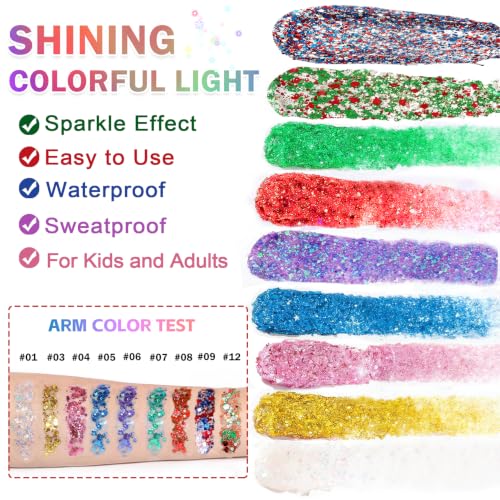 Green Body Glitter Stick - Holographic Hair & Face Glitter Gel for Makeup & Body - Variation #07