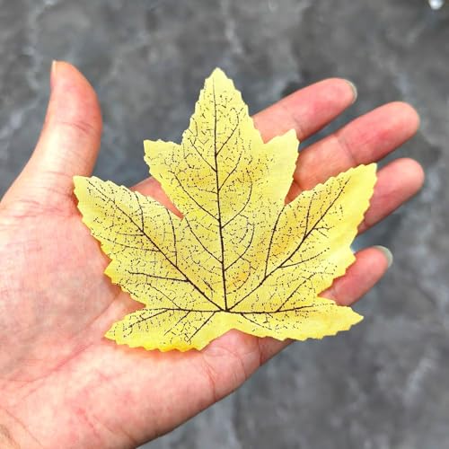 Artificial Maple Leaves Fall Decorations 100Pcs Bright Yellow Autumn Leaf Props