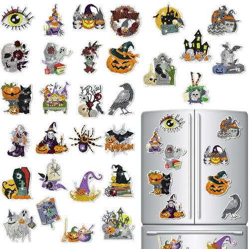Halloween Diamond Art Magnet Kits - Pumpkin Variation, 30pcs