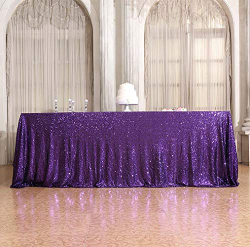 Purple Sequin Tablecloth 90x132 Inch for Wedding Party Halloween - SquarePie