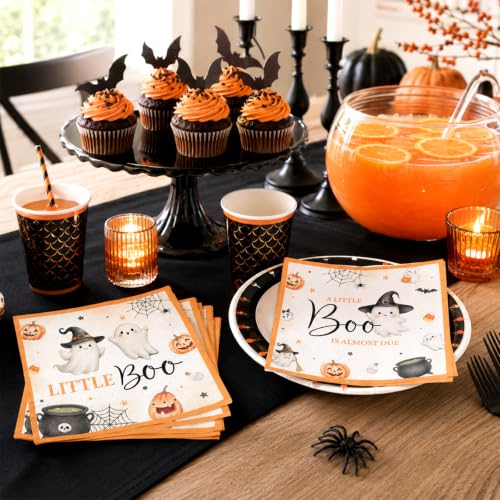 Halloween Baby Shower Napkins - 80 Count Boo Theme Disposable Party Tableware