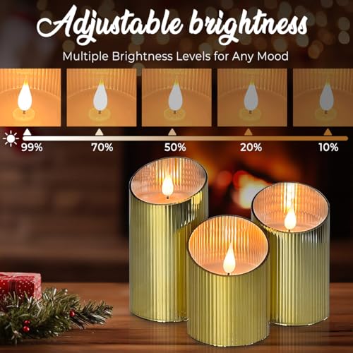 Rechargeable Flameless LED Candle Set with Remote & Timer - Glass Illusion Fire