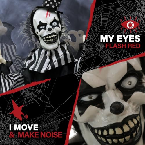 22-Inch Haunted Hill Farm Groundbreaker Clown Animatronic Halloween Decoration - Motion & Touch Activated, Indoor/Outdoor