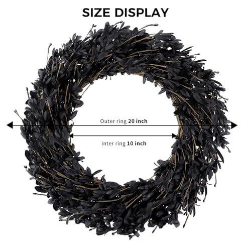 Artificial Forsythia Wreath 20 Inch with Berries - Black Spring & Holiday Decor