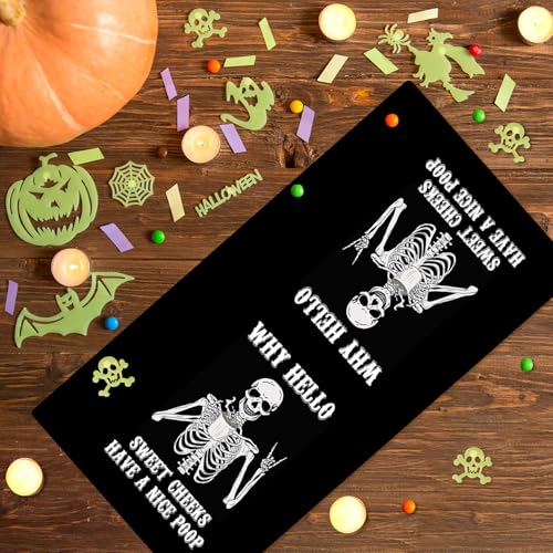 Halloween Kitchen Towels Set - Black and White Gothic Hand Towels - 4 Pack