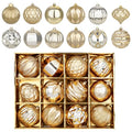 Christmas Ball Ornaments Set - 12 Shatterproof Plastic Decorations, Champagne, 100mm