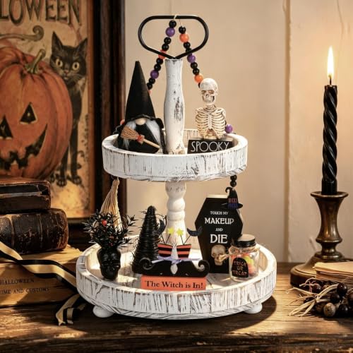 Halloween Tiered Tray Decor Set - Farmhouse & Gothic Indoor Halloween Decorations