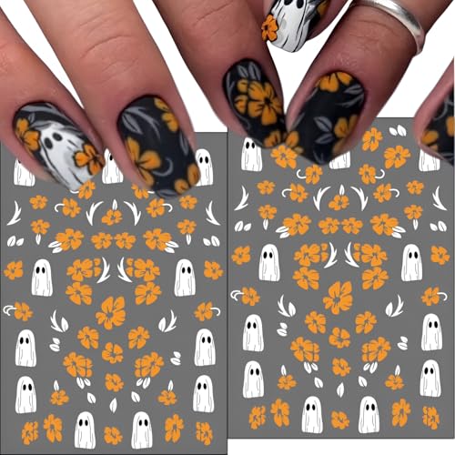 Halloween Nail Stickers Set - 12 Sheets Mummy Ghost Spider Web Design - Variation of Halloween 2