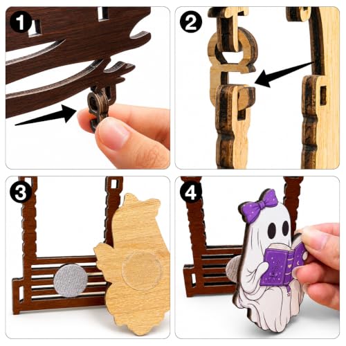 Halloween Spooky Ghost Swing Decor - Indoor Shelf and Table Accent