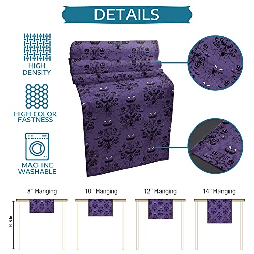 Halloween Haunted Mansion Burlap Table Runner - 13x70 Inches for Dinner Parties & Events