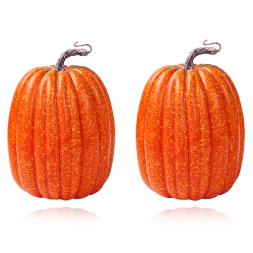 Large Artificial Pumpkin Set - Faux Autumn Decor for Halloween Thanksgiving Christmas
