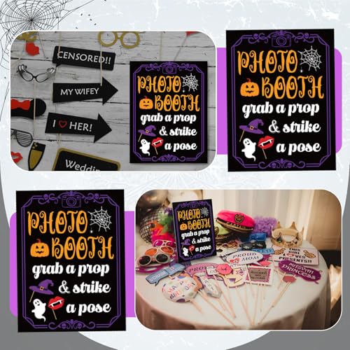 Halloween Photo Booth Sign with Stand - Happy Fall Party Decor